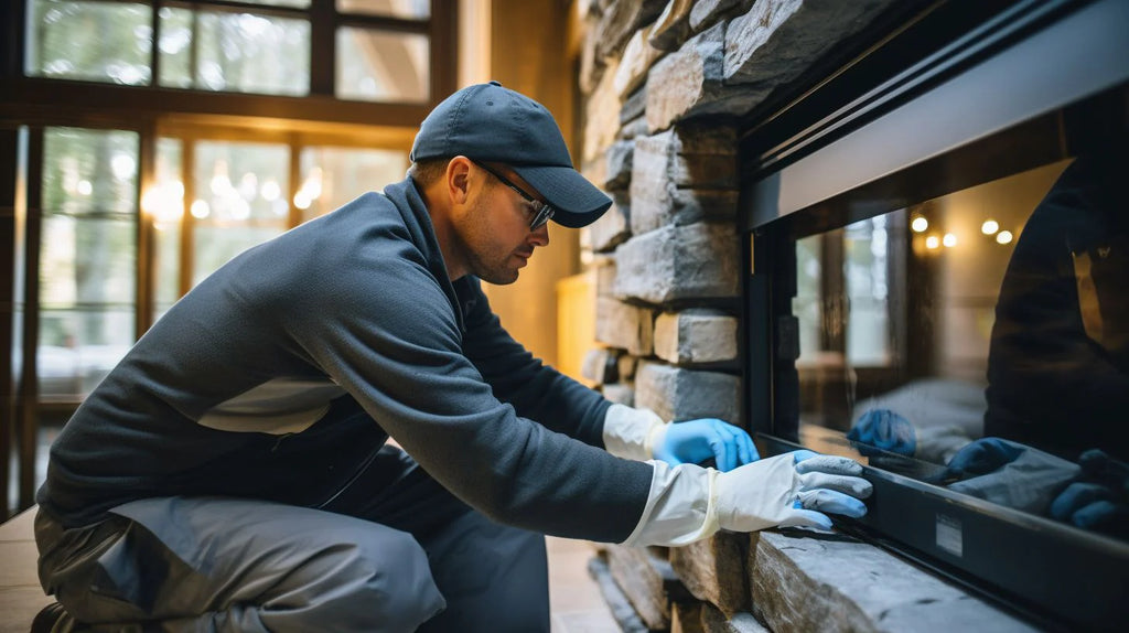 What products should I use to clean the glass on my fireplace